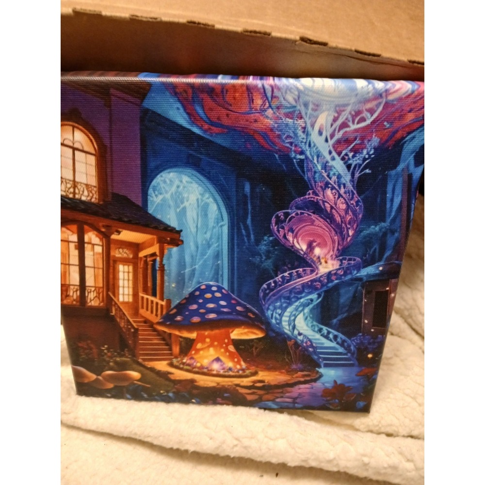 R.Black Ai Assist Pastel Abstract 8x8 On Canvasl Infinity Art Mushrooms‎ Orbit